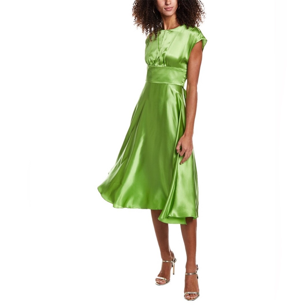 Amanda Uprichard Este silk midi dress, aloe green, size XS, NWT